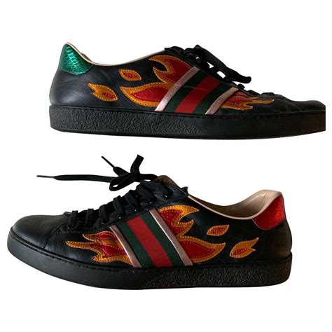 gucci flame sneakers on feet|Gucci ace sneakers women.